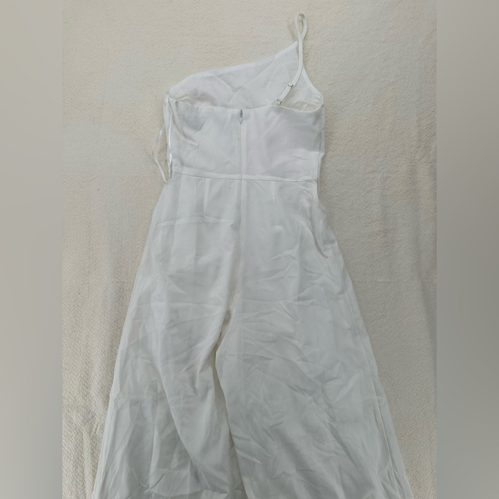 White One Shoulder Wide Leg Jumpsuit Minimal Chic - Picture 4 of 9